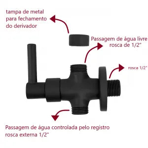 Ducha Higiênica 1/4 Volta C-34 Com Derivador Metal Preto Robusto