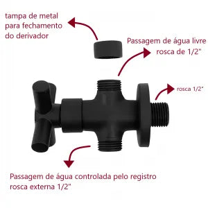 Ducha Higiênica 1/4 Volta C-64 Com Derivador Metal Preto Robusto