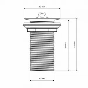 Válvula Tanque ou Banheiro Lavatório 1.1/4" 9cm Metal Cromado S/L