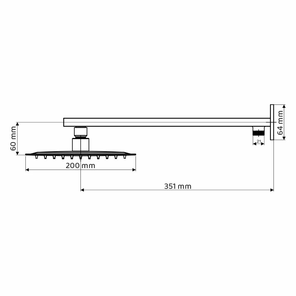 Chuveiro Quadrado de Inox 304 Preto 20 x 20 Com Gatilho Chuveirinho