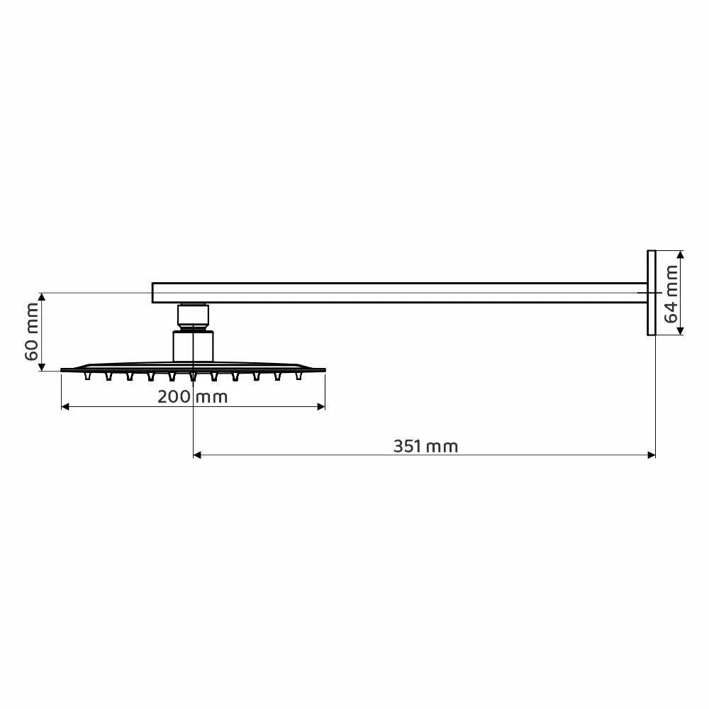 Chuveiro Quadrado De Inox Cromado 20 x 20 Com Braço Quadrado