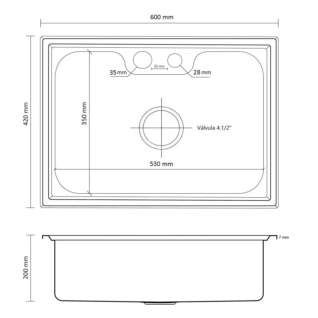 Cuba Completa Aço Inox 60 x 42 x 20cm Com Acessórios