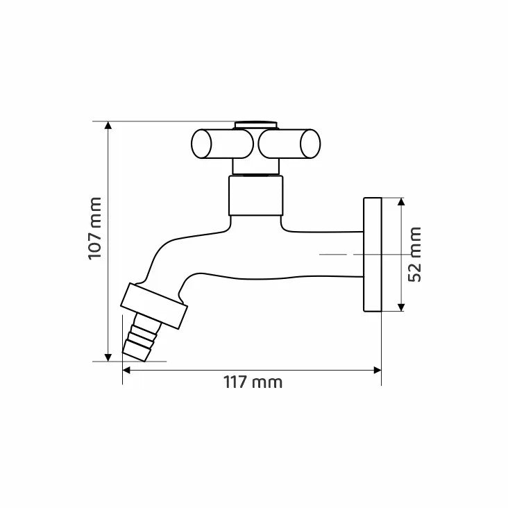 Torneira Jardim e Tanque 1/4 Volta C-64 Metal Preto Com Bico