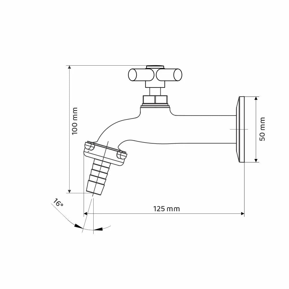 Torneira Tanque e Jardim Longa 1/4 Volta Alavanca C-72 Metal Cromado