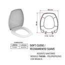 Assento Sanitário Modelo Thema Branco C/ Fechamento Suave Soft Close