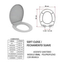 Assento Sanitário Oval Branco Fechamento Suave Soft Close