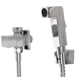 Ducha Higiênica 1/4 Volta Quadrada Com Derivador Metal Cromado