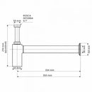 Sifão Copo Para Banheiro Metal Luxo 1 X 1.1/2 Preto Fosco