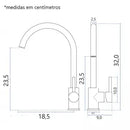 Torneira Cozinha Misturador Monocomando Quente e Frio Metal Preto