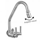 Torneira Cozinha Parede C/ Saída Adicional 1/4 Volta C-34 Bica Móvel Metal Cromado