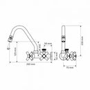 Torneira Cozinha Parede C/ Saída Adicional 1/4 Volta C-34 Bica Móvel Metal Cromado