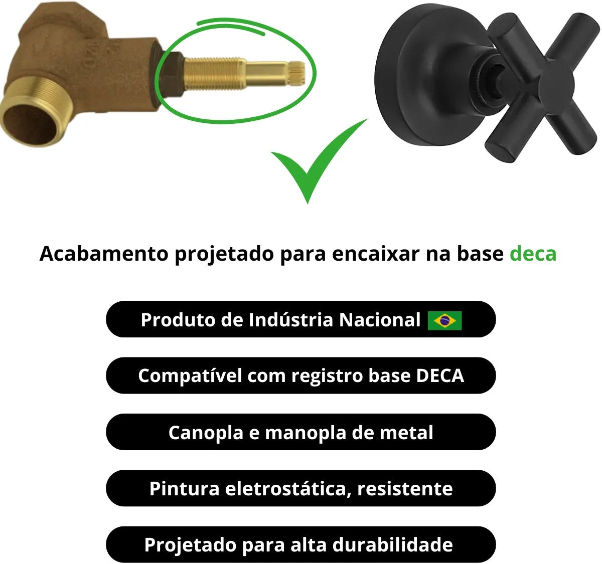 Acabamento Registro 3/4 C-64 Cruzeta Metal Preto
