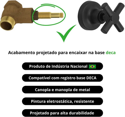 Acabamento Registro 3/4 C-64 Cruzeta Metal Preto