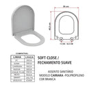 Assento Sanitário Modelo Carrara Branco Fechamento Suave Soft Close