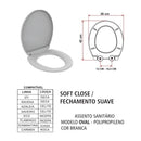 Assento Sanitário Oval Branco Fechamento Suave Soft Close