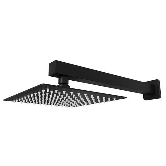 Chuveiro Quadrado De Inox Preto 20 x 20 Com Braço Quadrado