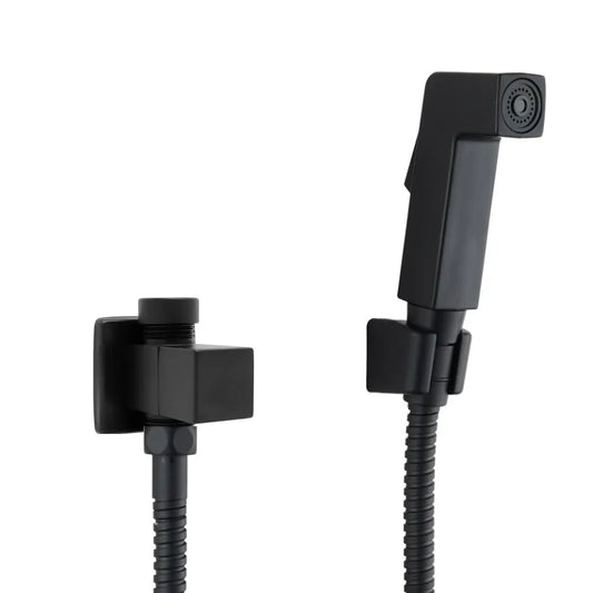 Ducha Higiênica 1/4 Volta Quadrada Com Derivador Metal Preto