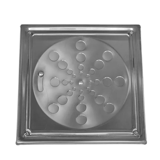 Ralo Grelha Quadrada 15 Cm Inox Com Caixilho