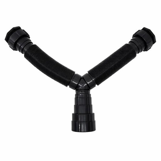 Sifão Duplo Sanfonado Universal PVC Preto