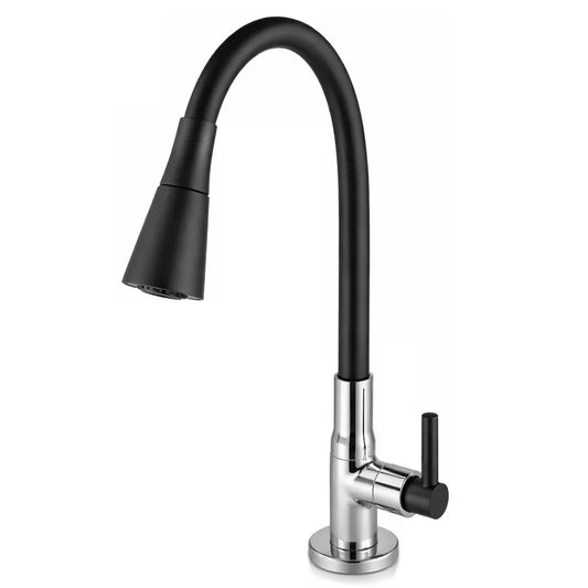 Torneira Cozinha Mesa 1/4 Volta Alavanca C-34 Tubo Flexível Preto Arejador Cone C/ 2 Jatos