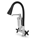 Torneira Cozinha de Mesa Com Filtro Cruzeta C-64 1/4 Volta Tubo Flexível Preto Arejador Com 2 Jatos