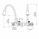 Torneira Cozinha de Parede Com Filtro Cruzeta C-64 1/4 Volta Tubo Flexível Preto Arejador Com 2 Jatos