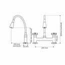 Torneira Misturador Cozinha Mesa 1/4 Volta C-64 Preto Tubo Flexível Preto Arejador 2 Jatos