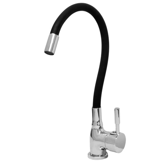 Torneira Cozinha Misturador Monocomando Quente e Frio Tubo Flexível Preto Fino
