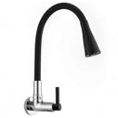 Torneira Cozinha Parede 1/4 Volta Alavanca C-34 Tubo Flexível Preto Arejador C/ 2 Jatos