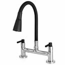 Torneira Misturador Cozinha Mesa 1/4 Volta C-34 Alavanca Preto Tubo Flexível Preto Arejador 2 Jatos